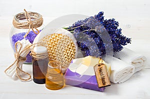 Lavender handmade soap and accessories for body care