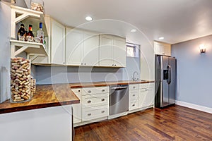 Lavender Kitchen room in the basement of craftsman house