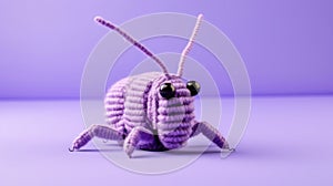 Lavender Knitted Cricket Toy: Minimalistic Purple Worm In Colorful Yarn