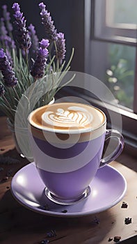 Lavender latte drink illustration AI Generated