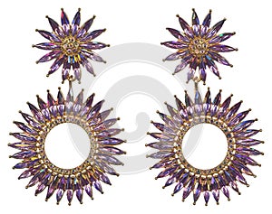 Lavender Marquise Rhinestone Crystals set in Gold Jewelry