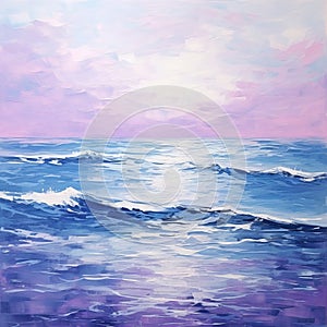 Lavender Minimalism Seascape Abstract Oil Painting photo