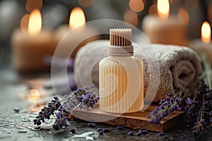 Lavender Nourish hair of shampoo or serum, oil for curly hair. Repair damaged hair concept