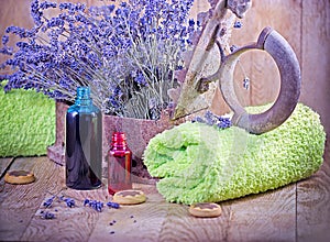 Lavender oil (aromatic oil) and lavender