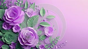 Lavender Paper Flower Artistry on Pastel Purple Background