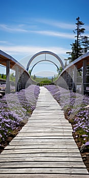 Lavender Petal Covered Pedestrian Bridges In Acadia National Park