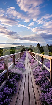 Lavender Petal Covered Pedestrian Bridges In Acadia National Park