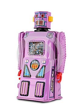 Lavender/Pink Tin Toy Robot