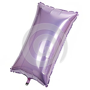 Lavender rectangular foil balloon isolated on white