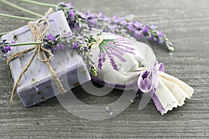 Lavender soap with fresh flowers