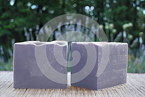 Lavender Soap - Lavender Handmade Soap Bars With Lavender Flowers Background