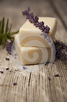 Lavender Soap and lavender sprigs