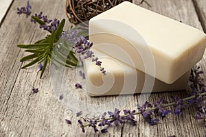 Lavender Soap and lavender sprigs