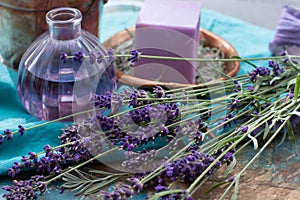 Lavender soap and perfume oil, made from fresh lavender flowers, aroma spa treathment and bodycare for women