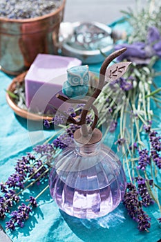 Lavender soap and perfume oil, made from fresh lavender flowers, aroma spa treathment and bodycare for women