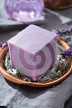 Lavender soap and perfume oil, made from fresh lavender flowers, aroma spa treathment and bodycare for women