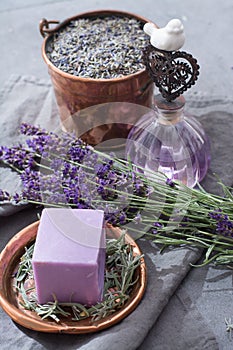 Lavender soap and perfume oil, made from fresh lavender flowers, aroma spa treathment and bodycare for women