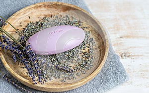 Lavender Soap with Text Lavande Natural Ingredients for Homemade Body Salt Scrub Oil