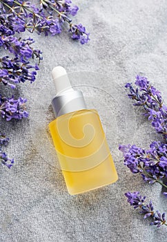 Lavender spa. Lavender natural essential oil and fresh lavender