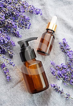 Lavender spa. Lavender natural essential oil and fresh lavender