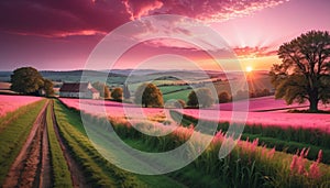 Lavender Sunrise on Countryside Road