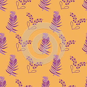 Lavender Sunset-Flowers in Bloom seamless repeat pattern background in blue and purple