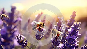 Lavender Symphony - Bees in 16:9 Harmony