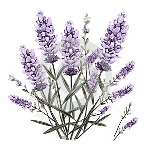 Lavender Vector Illustration: Subtle Color Variations In Hyacinthe Rigaud Style