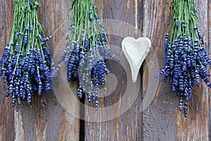 Lavender and wooden heart