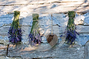 Lavender and wooden heart