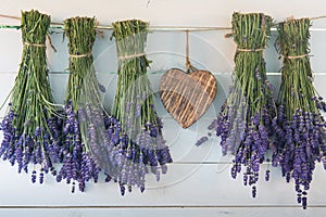 Lavender and wooden heart