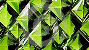 A lavish cascade of lime green diamonds, each facet reflecting light, set against a mirror-like surface