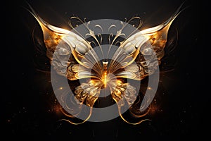 Lavish Golden butterfly wallpaper. Generate Ai