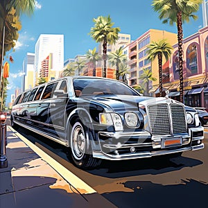 Lavish Limousine Cruising through a Picturesque City