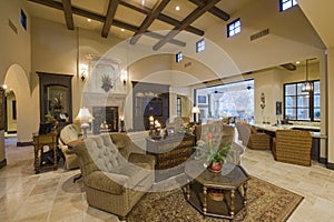 Lavish living room of luxury mansion