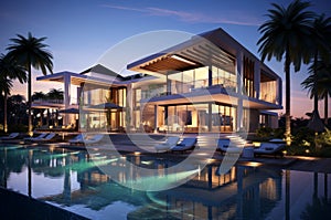 Lavish Luxury exterior villa. Generate Ai