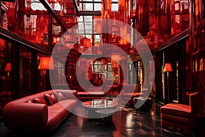 Lavish Red cocktail interior luxury. Generate Ai