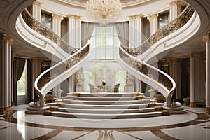 Lavish Stair luxury house interior. Generate Ai