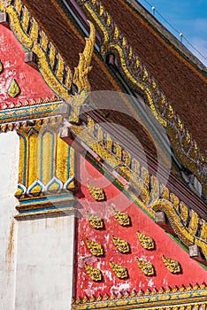 Lavishly decorated Thai building roof
