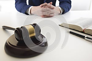 Law, advice and Legal services concept. Lawyer and attorney having team meeting at law firm.