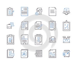 law agency outline icons collection. Law Firm, Lawyer, Practice, Attorney, Solicitors, Barristers, Chambers vector and