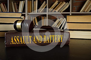 Law about assault and battery and gavel. photo