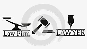 Law and attorney logo, elegant law and attorney firm vector logo design, pen concept logo, icon, symbol, ilustration design templa