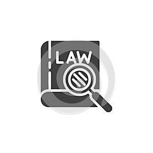 Law book and Magnifying Glass vector icon