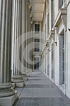 Law Building Stone Columns