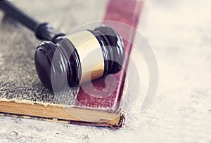 Law concept, gavel, book