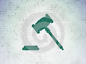 Law concept: Gavel on Digital Data Paper background