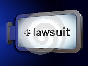 Law concept: Lawsuit and Scales on billboard background