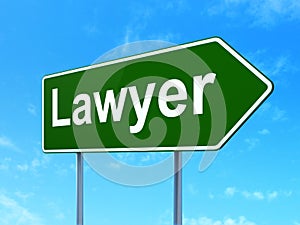Law concept: Lawyer on road sign background