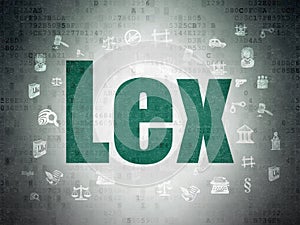 Law concept: Lex on Digital Data Paper background